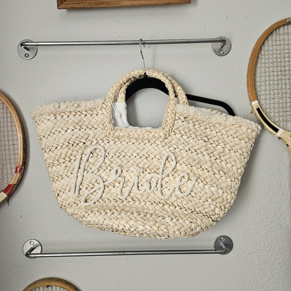 NWT Eden Bride Tote Natural Basket Weave Wedding - Picture 1 of 8
